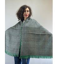 EKOSE PÜSKÜLLÜ ÇİFT TARAFLI KADIN ŞAL TV BAHTANİYESİ 180X75 CM (Yeşil)