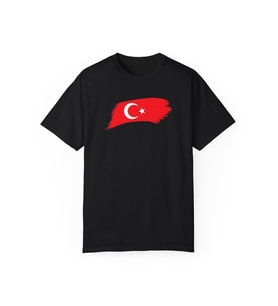 Türk Bayrağı Baskılı Tişört (Siyah)