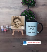 Dayıya Hediye Fotoğraflı Dekoratif Taş, Kupa Bardak Beyaz Hediye (Model 11)