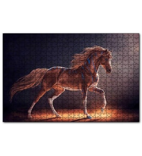 Cakapuzzle Dijital Sanat Kahverengi At Görseli  Puzzle Yapboz MDF (Ahşap) (1000 Parça)
