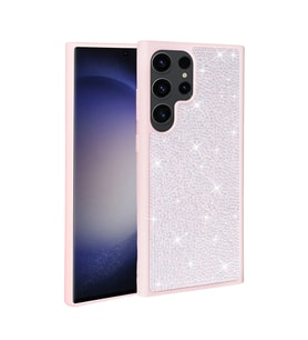 Galaxy S23 Ultra Kılıf Parlak Taşlı Tasarım Zore Ston Kılıf (Pembe)