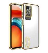 Xiaomi Redmi 10 Kılıf Kamera Korumalı Logo Gösteren Omega Kılıf (Gold)