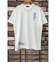 Erkek Belive in Yourself Baskılı Oversize Tshirt (Beyaz)