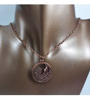 Orora Bronz/Gümüş/Bakır Renk 30mm Dalga Figürlü Kolye (Bakır)