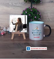 Kadın Türk Dili ve Edebiyatı Öğretmenine Hediye Fotoğraflı Dekoratif Taş, Kupa Bardak Beyaz Hediye (Model 9)