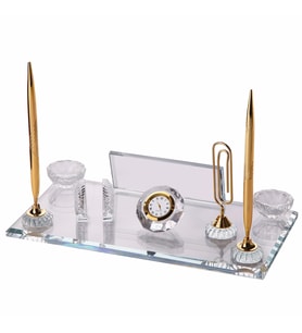Vip Kristal Siyah Set Masa İsimlik (Sarı)