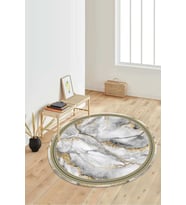 Dijital Baskılı Kaymaz Taban Yıkanabilir Yuvarlak Salon Halısı Koridor Halısı Paspas NDY-HY-962 (Gold)