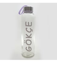 Kişiye Özel İsimli Peluş Kılıflı Cam Matara 500 ml (Gri)