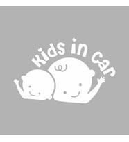 Kids In Car Araba Sticker siyah 16x10 CM (Beyaz)