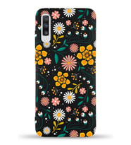 PrinfiFy Samsung Galaxy A70 Uyumlu Lansman Kılıf Çiçek Tasarımlı İçi Kadife Kapak (Siyah)