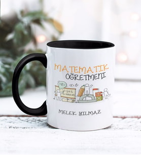 Matematik Öğretmeni Tasarımlı Kişiye Özel Kupa Bardak (Siyah)