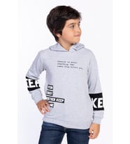 Toontoy Erkek Çocuk Kapşonlu Kolları Garnili Sweatshirt ( Gri-Melanj)