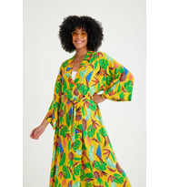 Pune Model Kimono - Plaj Elbisesi Mayo Üstü Kimono - Bayan Kimono (Sarı)