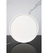 Mermer Desenli Sunum Tepsisi Yuvarlak Sunum Tabağı Sunumluk 28 Cm (Düz Beyaz)