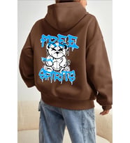 Free Grafiti Sırt Baskılı Sweatshirt (Kahverengi)