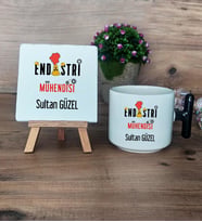 Endüstri Mühendisi Hediye Seti Kupa Bardak T Kulplu ve Dekoratif Taş Mühendisler Günü Hediyesi (Model 6)