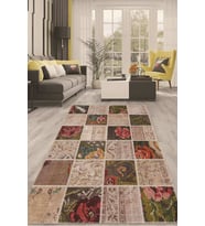 Dijital Kaymaz Taban Yıkanabilir Modern Renkli Salon Halısı Mutfak Halısı Yolluk ND-HT-1240 (Bej)
