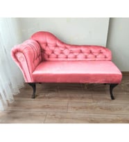 Dekoratif Bihter Koltuk Josefin Puf 110 cm SiyahAyak (Pembe)