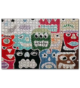 Cakapuzzle Duvarda Graffiti Yüzleri  Puzzle Yapboz MDF (Ahşap) (255 Parça)