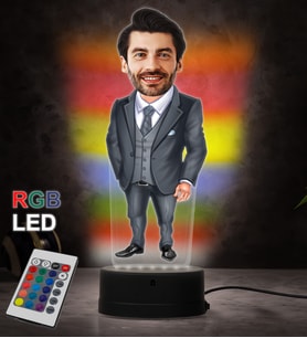 Doğum Günü Hediyesi,Sevgiliye Hediye, Kişiye Özel Fotoğraflı Abi Karikatür 3D Led Lamba (RGB)