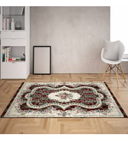 Çiçek Desenli Dijital Baskı Yıkanabilir Kaymaz Taban Leke Tutmaz Vintage Salon Halısı (Yeşil) (Kırmızı)
