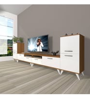 Decoraktiv Eko 9200 Mdf Retro Tv Ünitesi Tv Sehpası (Beyaz - Kahverengi)