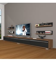 Decoraktiv Eko 360R Mdf Tv Ünitesi Tv Sehpası (Siyah - Ceviz)