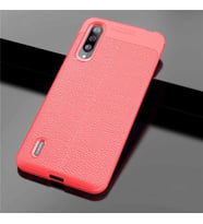 Xiaomi Mi 9 Lite Kılıf Zore Niss Deri Desenli Silikon Kılıf (Kırmızı)