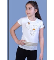 Toontoy Kız Çocuk Beauty Baskılı Tişört (Ekru)