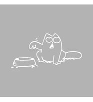 Beslenmeyi Bekleyen Kedi Araba Sticker siyah 16x8 CM (Beyaz)