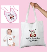 eJOYA Bebeklere Özel Çantasında Kişiye Özel Zıbın Ve Önlük Bebek Hediye Seti 109975 (Pembe)