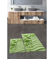 EVDEYA 3D Baskılı Yıkanabilir Modern İkili Banyo Halısı Paspas Klozet Takımı, KLOZET-48-GRİ, (Yeşil)