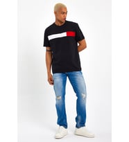Erkek  Bisiklet Yaka Regular Fit Garnili  Tişort SPR23TS301 (Siyah)
