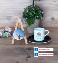 Voleybol Antrenörü Türk Kahvesi Fincanı Ahşap Altlıklı ve Fotoğraflı Ahşap Anahtarlık Hediye (Model 7)