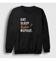 Presmono Unisex Beyaz Eat Sleep Salsa Repeat Hediye Dance Dansçı Sweatshirt 464472tt (Siyah)