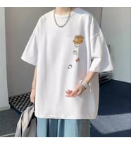 AMOR MAN ÖZEL TASARIM MİNİK KUTU KEDİLERİ BASKILI SÜPER OVERSİZE HİP HOP ERKEK T-SHIRT (Beyaz)