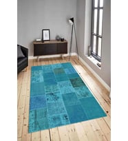 Dijital Baskılı Yıkanabilir Kaymaz Modern Renkli Salon Halısı Mutfak Halısı Yolluk ND-HY-1111 (Turkuaz)