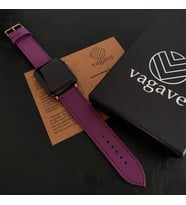 vagave Apple Watch 42mm 44mm 45mm 49mm 3 4 5 6 Se 7 8 9 Ultra Ultra 2 Deri Kordon İsme Özel (Mor)