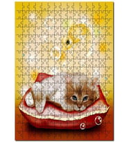 Cakapuzzle Kırmızı Minderde Balık Hayelli Kesi Görseli Puzzle Yapboz MDF (Ahşap) (500 Parça)