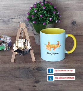 Arkeolog Kupa Bardak Beyaz ve Fotoğraflı Ahşap Anahtarlık Hediye (Model 7)