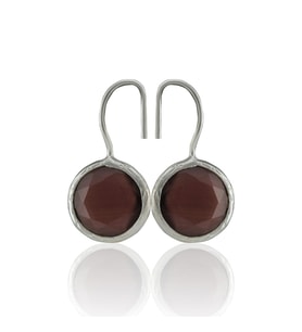 Kadir Jewellery Gümüş Kaplama Kadın Taşlı Küpe -El İşçiliği Ve Hipoalerjenik Küpe (Bordo)