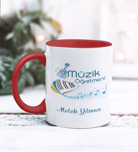 Müzik Öğretmeni Tasarımlı Kişiye Özel Kupa Bardak (Kırmızı)