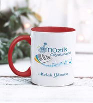 Müzik Öğretmeni Tasarımlı Kişiye Özel Kupa Bardak (Kırmızı)