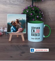 Babalar Günü Hediyesi Fotoğraflı Dekoratif Taş, Kupa Bardak Beyaz Hediye (Model 14)