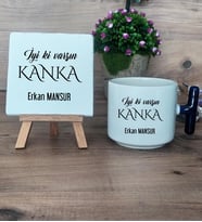 İyi Ki Varsın Kanka Hediye Seti Kupa Bardak T Kulplu ve Dekoratif Taş Kankaya Arkadaşa Doğum Günü Hediyesi (Model 2)