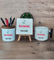 Diş Hekimi Hediye Sepeti Kupa Bardak T Kulplu, Kalemlik ve Dekoratif Taş Diş Hekimleri Günü Hediyesi (Model 6)