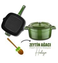Lava Döküm Trendy 4 Parça Tencere Tava Seti (Yeşil)
