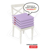 XPERMATE  Fermuarlı 4'lü Sandalye Minderi Su İtici Kumaş 40x40 cm Sünger Sandalye Minderi Bağcıklı (Lila)