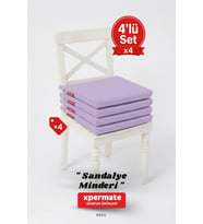 XPERMATE  Fermuarlı 4'lü Sandalye Minderi Su İtici Kumaş 40x40 cm Sünger Sandalye Minderi Bağcıklı (Lila)