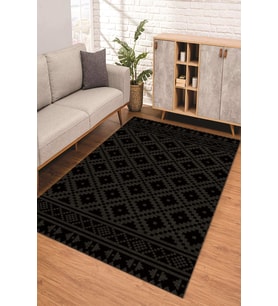 Dijital Kaymaz Taban Yıkanabilir Renkli Salon Halısı Mutfak Halısı Yolluk ND-SD-1146 (Siyah)